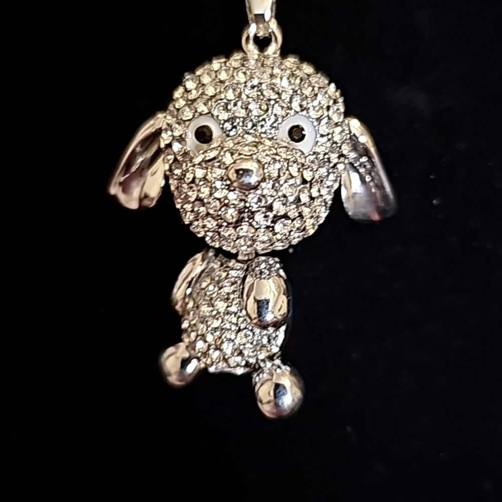 Austrian crystal dog pendant necklace